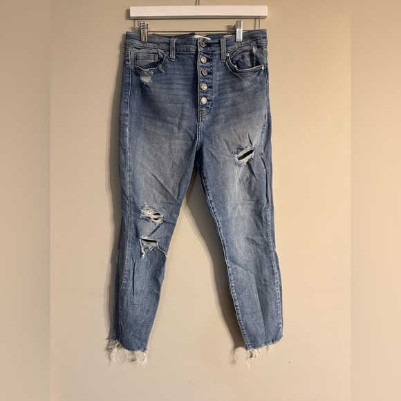 Eunina Bella Super High Rise Distressed Skinny Crop - Picture 1 of 6